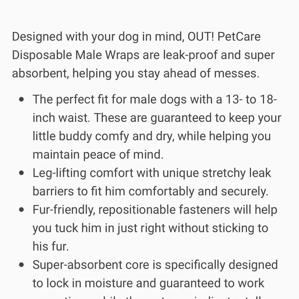 Disposable male dog wraps
